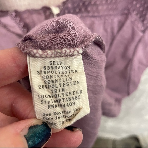 Perch Blu Pepper women’s purple blouse dainty lace size 3X boho coquette - Picture 8 of 9